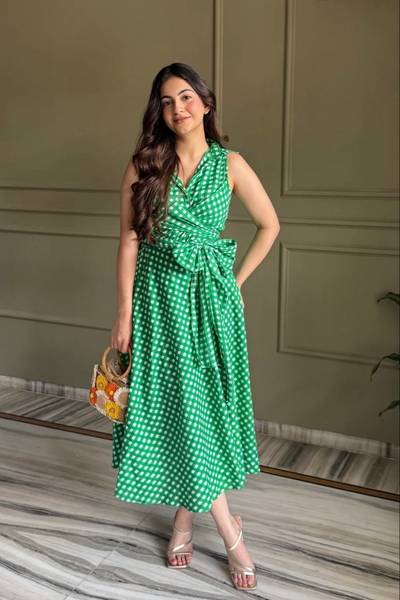 Green Wrap Shirt with Skirt